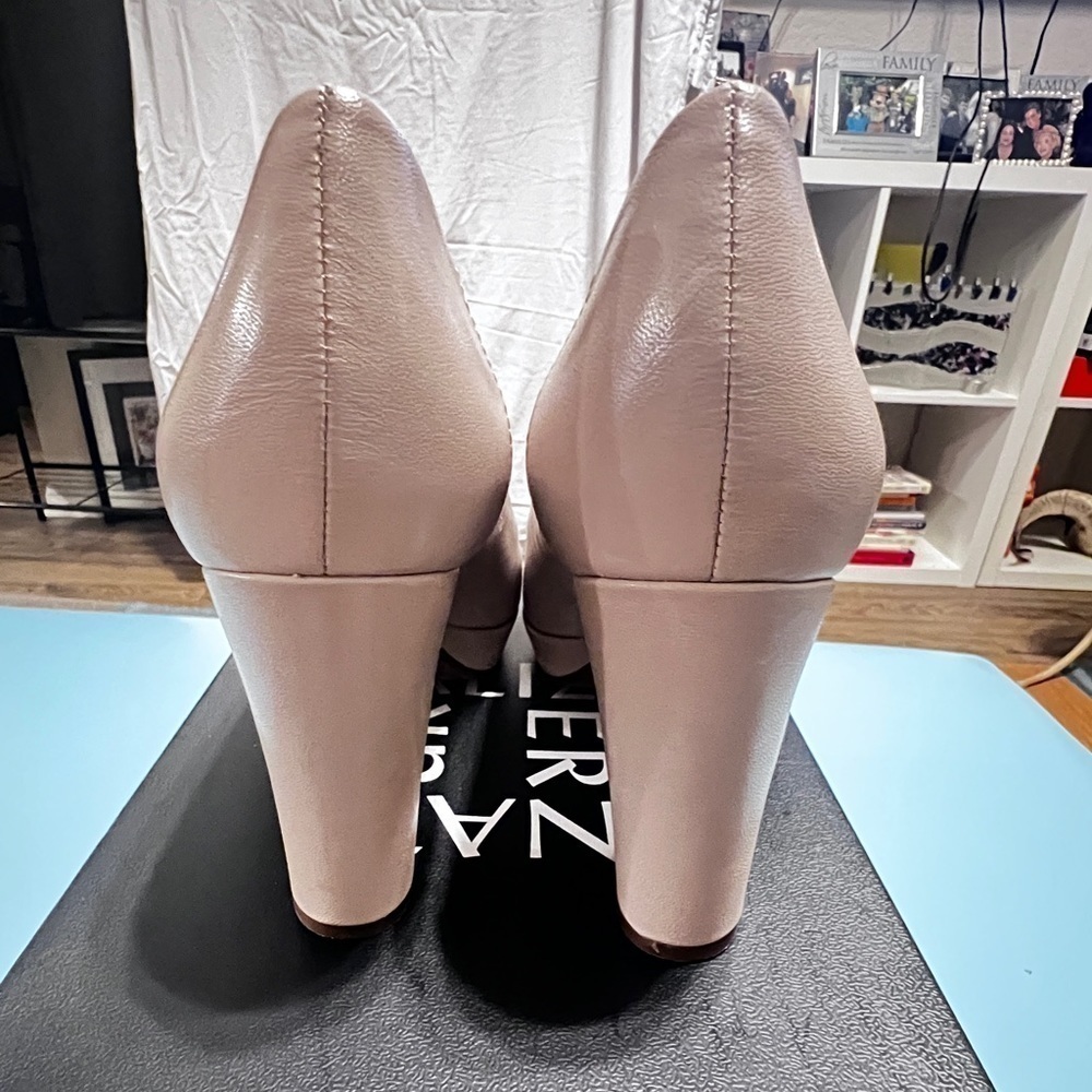 NATURALIZER Womens Nude Arch Support Amie Peep Toe Block Heel Slip On Pumps 9M‍‍ - Picture 6 of 13